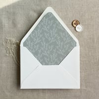 Image 7 of White ink print Alice leafy branch envelope liner for A7 euro flap envelope PACK of 10