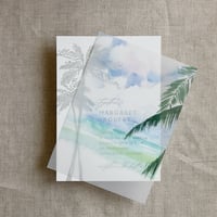 Image 1 of Kai beach wedding white translucent vellum overlays for 5x7 inches cards PACK of 10