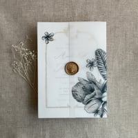 Image 1 of Chelsia tropical floral printed vellum wrap for 5x7 cards PACK of 10