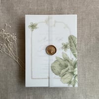 Image 4 of Chelsia tropical floral printed vellum wrap for 5x7 cards PACK of 10