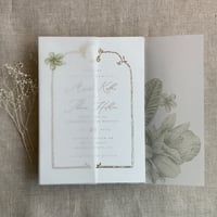 Image 6 of Chelsia tropical floral printed vellum wrap for 5x7 cards PACK of 10