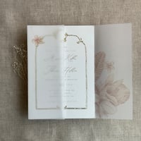 Image 9 of Chelsia tropical floral printed vellum wrap for 5x7 cards PACK of 10