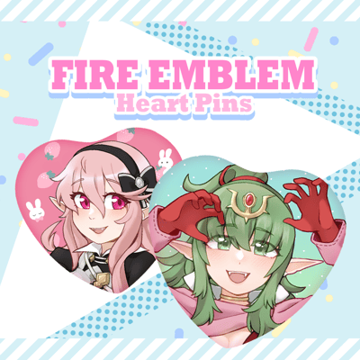Image of Fire Emblem Sand Glitter Heart Pins by Robin [PRE-ORDER]