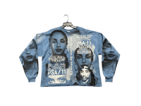Image 1 of Sade Adu 2pac custom upcycled reworked Screen Print blue bleached sweatshirt