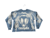 Image 2 of Sade Adu 2pac custom upcycled reworked Screen Print blue bleached sweatshirt