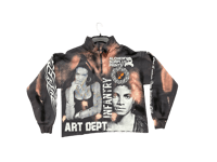 Image 1 of Michael Jackson Lauren Hill custom upcycled reworked Screen Print bleached quarter zip sweatshirt
