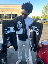 Image 3 of Michael Jackson custom upcycled reworked Screen Print black hoodie 