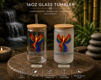 Danicans Phoenix 16oz Glass Tumbler – Clear & Frosted