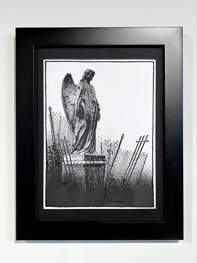 Image of 'fenced angel' original collage