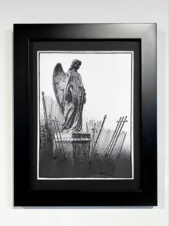 Image of 'fenced angel' original collage