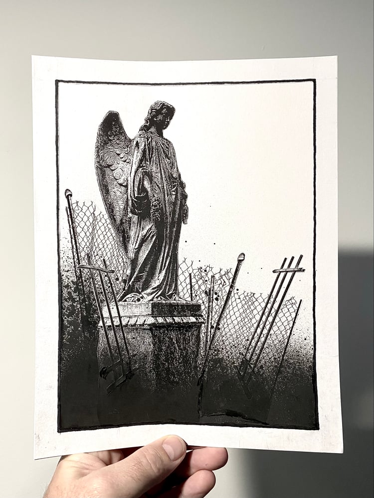 Image of 'fenced angel' original collage