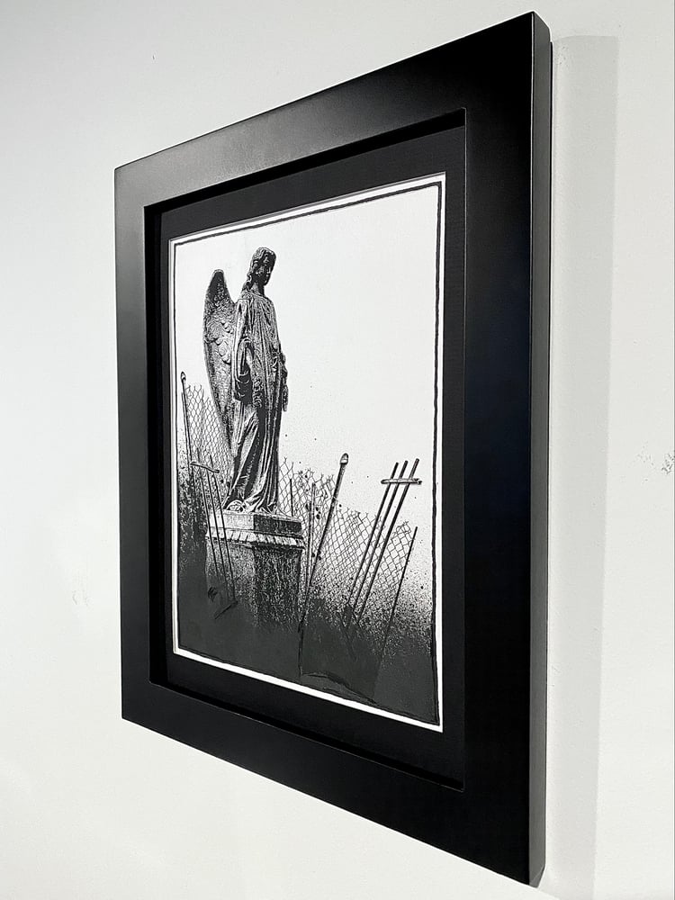 Image of 'fenced angel' original collage