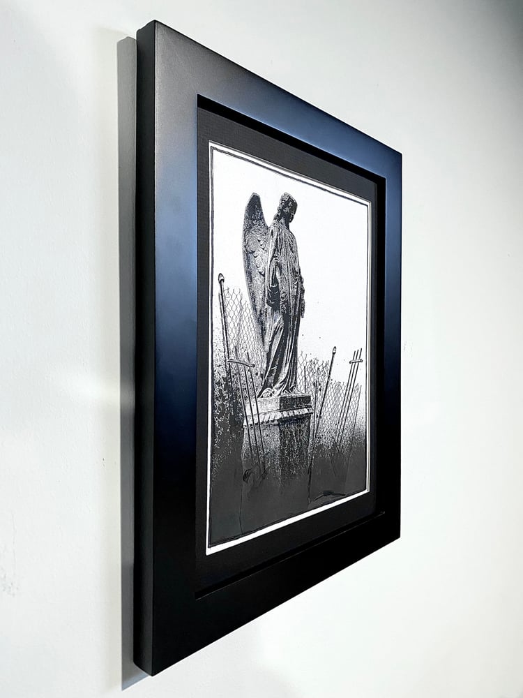 Image of 'fenced angel' original collage