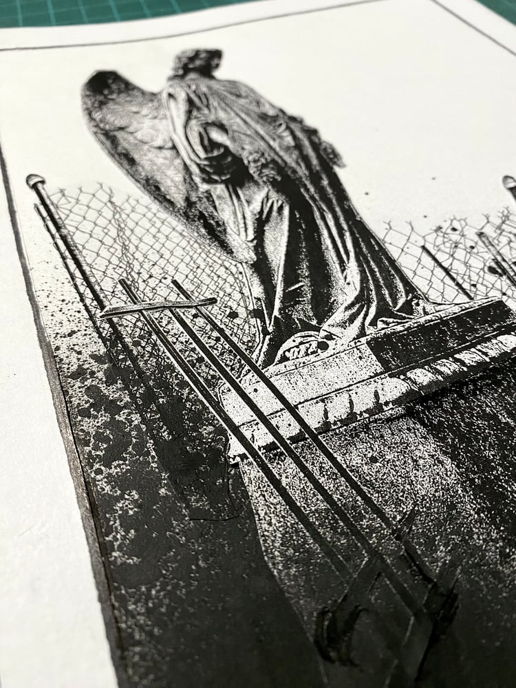 Image of 'fenced angel' original collage