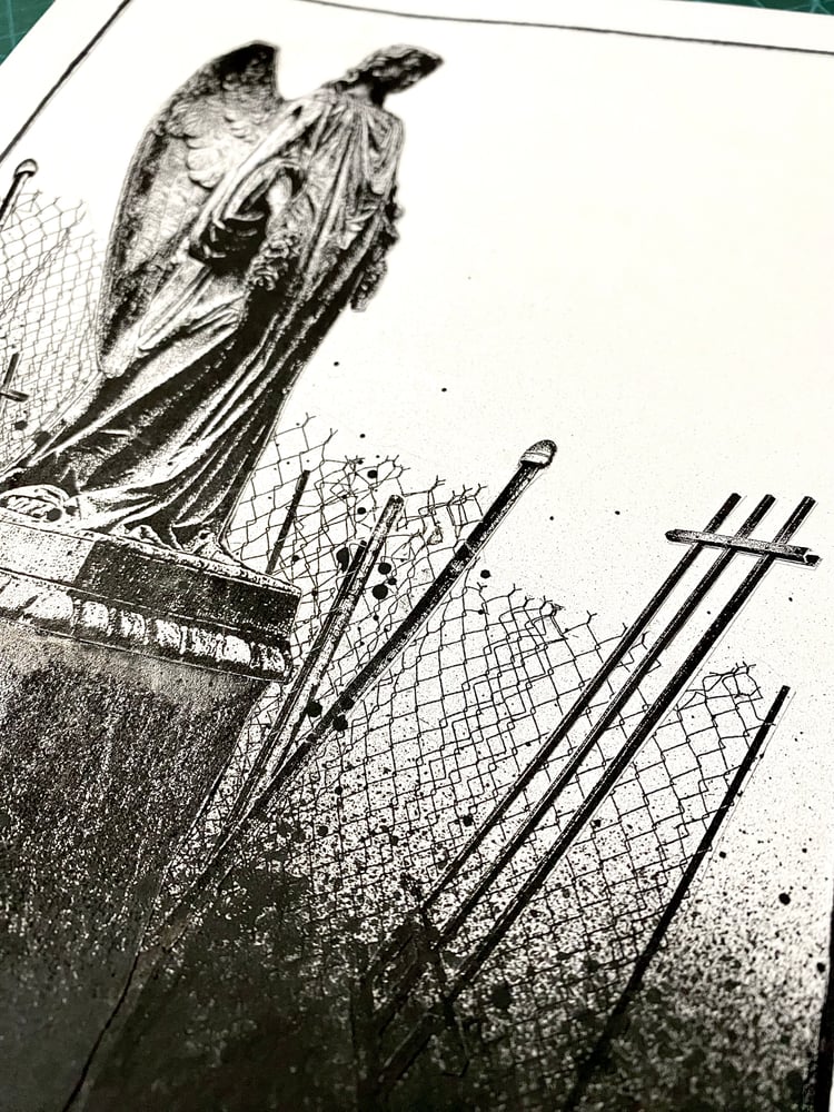 Image of 'fenced angel' original collage
