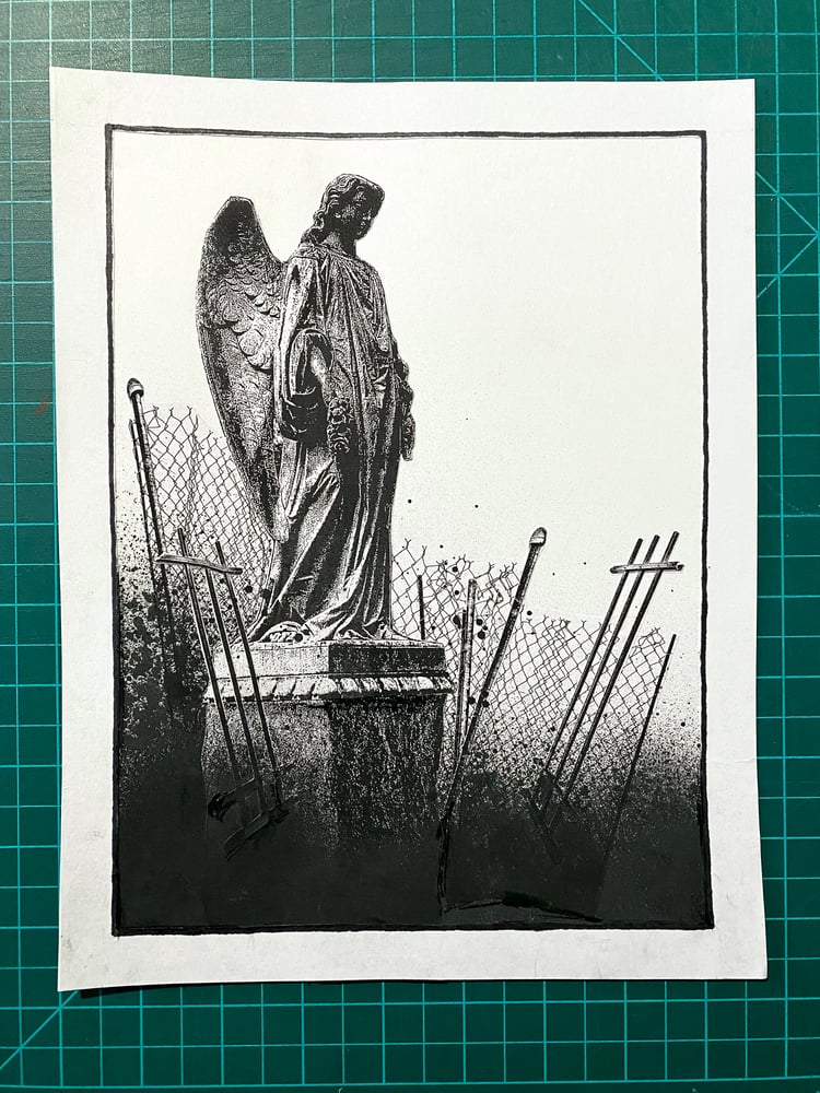 Image of 'fenced angel' original collage