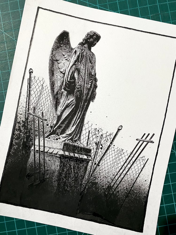 Image of 'fenced angel' original collage
