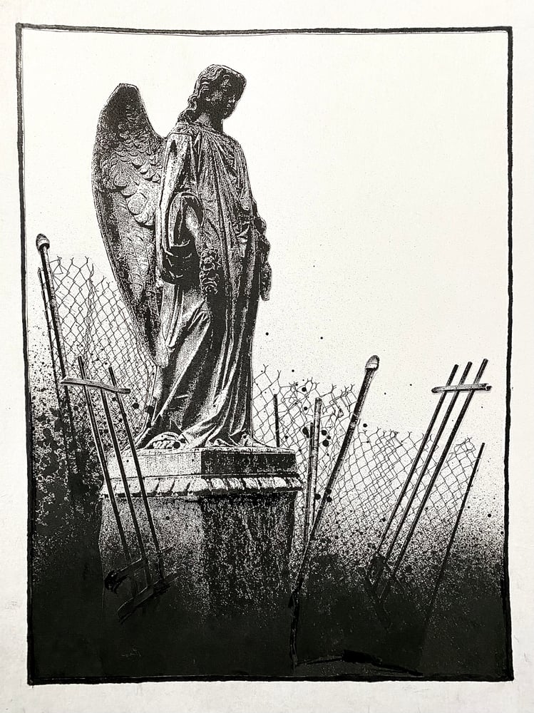 Image of 'fenced angel' original collage
