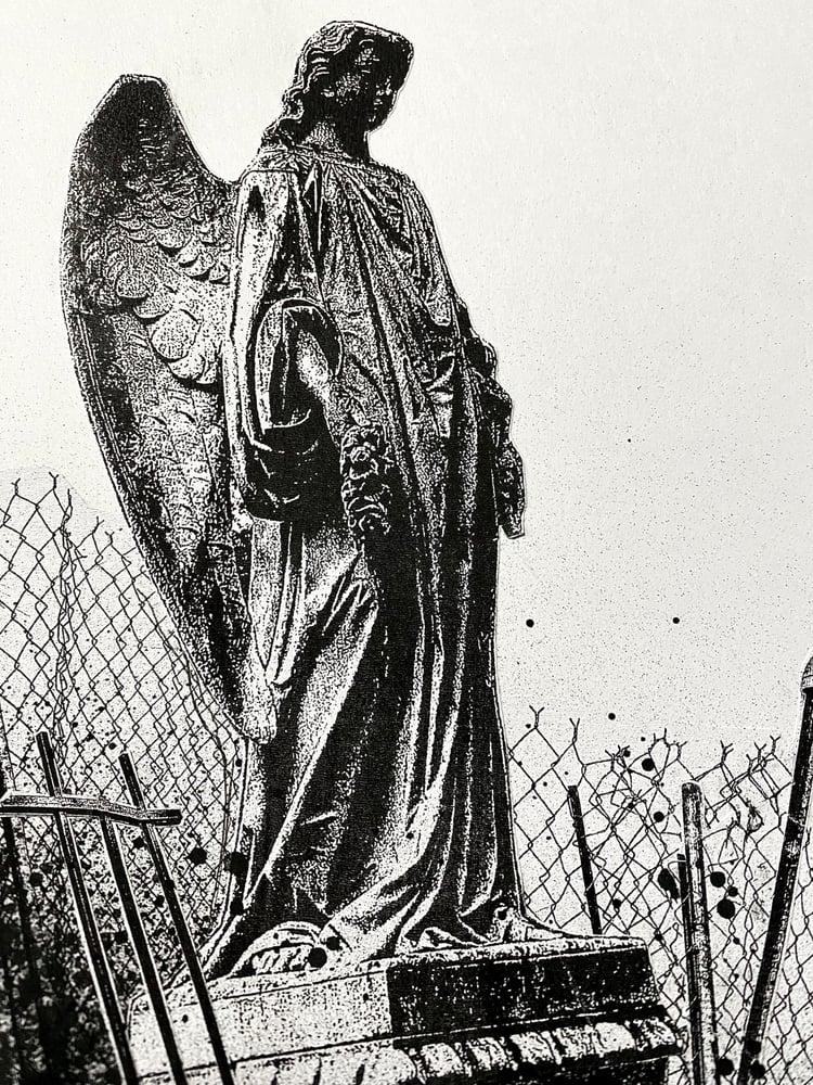 Image of 'fenced angel' original collage