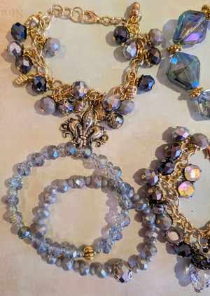 Image of JEWELRY DESTASH! ~ 5 Sparkling, Blingy, New Orleans Themed Bracelets LOT 1