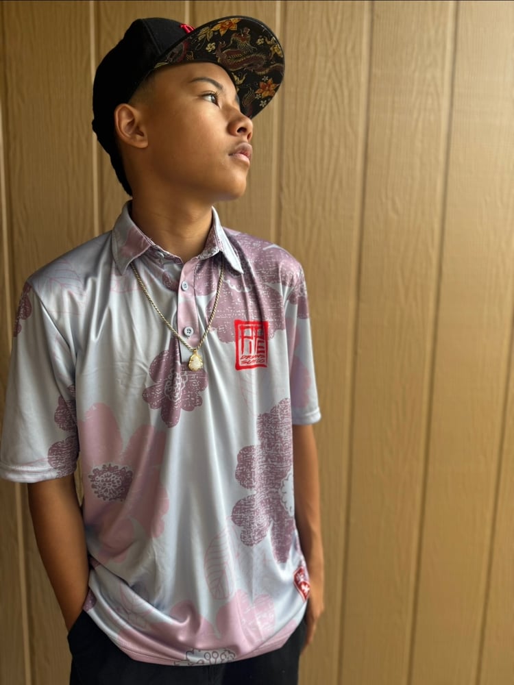 Image of PAISLEY SAKURA PURPLE DRI FIT POLO SHIRT