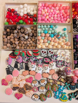 Image of DESTASH! ~  Super Cute! Bright, Colorful, Large Assortment of Silicone Beads & Focals!