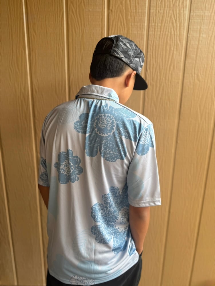 Image of PAISLEY SAKURA BLUE DRI FIT POLO SHIRT 