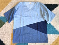 Image 1 of Or Slow Japan indigo dyed patchwork t-shirt, size 2 (fits L/XL)