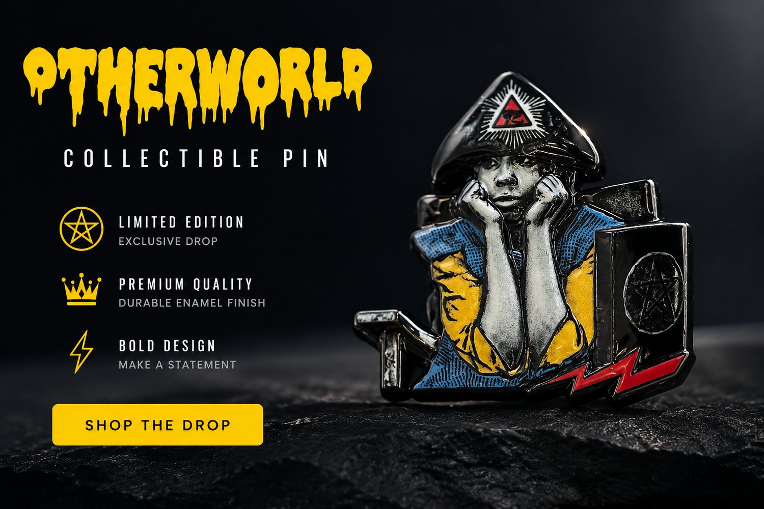 Image of EXCLUSIVE ALIESTER WHOOPI FULL DEPTH ENAMEL PIN