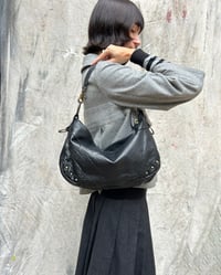 Image 7 of BLACK DISTRESSED LEATHER STUD BAG
