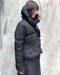 Image 1 of BLACK FLORAL PUFFER JACKET