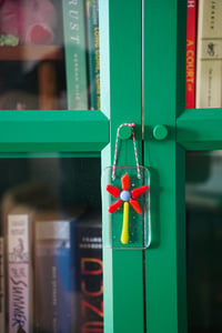 Image 4 of red flower fused glass