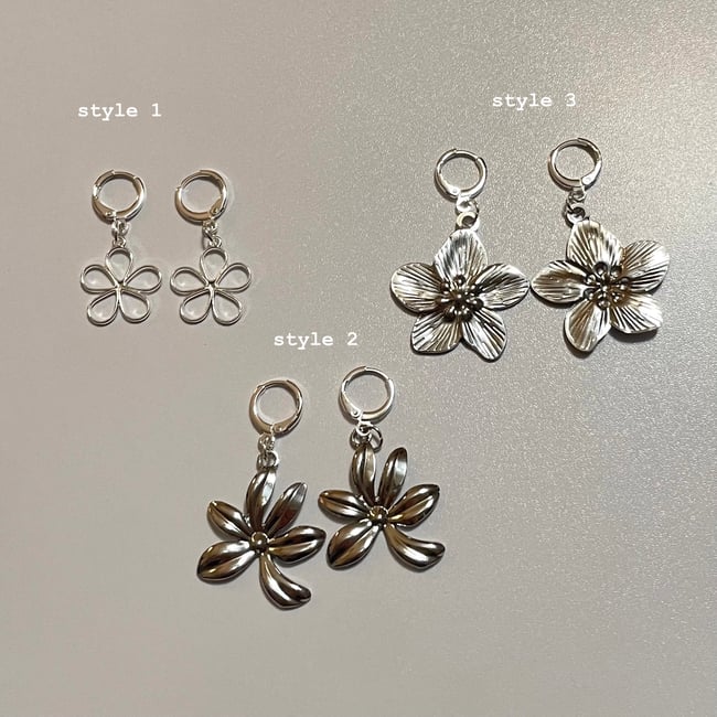 silver flower earrings