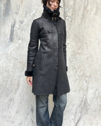 Image 1 of ITALIAN BLACK LEATHER COAT