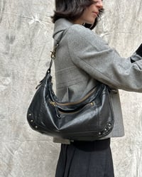 Image 1 of BLACK DISTRESSED LEATHER STUD BAG