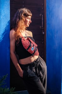 Image 5 of DOUBLE FACE FANNY PACK - brick red/ beige