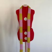 Image 2 of Pink & Green Striped scarf