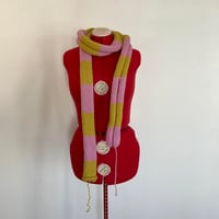 Image 1 of Pink & Green Striped scarf
