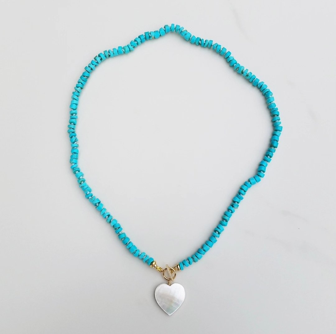Turquoise Necklace Heart Charm