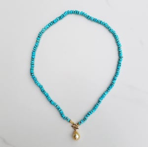 Turquoise Gold Pearl Necklace