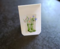 Image 2 of Handmade Whimsical Garden Magnetic Bookmark, gift, plant, flower, read, hearts, boots, bouquet