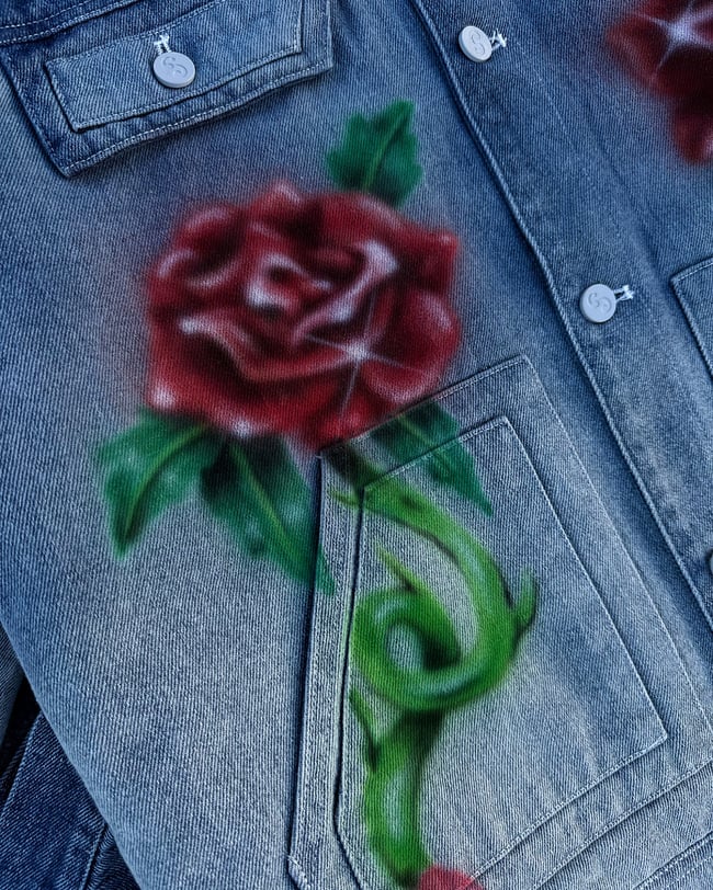 1/1 Sentino Roses Ombré Denim Jacket and Jeans