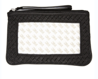 Image 2 of Leather Woven Canvas Wristlet/Clutch