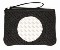 Image 3 of Leather Woven Canvas Wristlet/Clutch