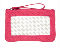 Image 4 of Leather Woven Canvas Wristlet/Clutch