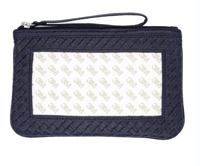 Image 5 of Leather Woven Canvas Wristlet/Clutch