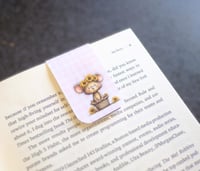 Image 3 of Handmade Whimsical Magnetic Bookmark, read, book, bear, mouse, sunflowers, journal, gift, tabs