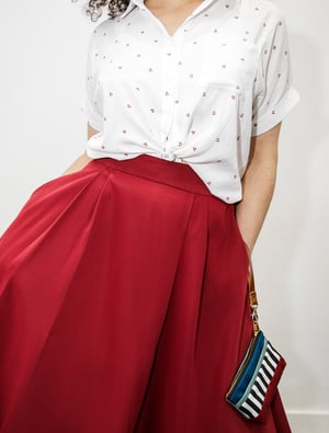 Image of Falda midi algodón color roja by El otro tigre