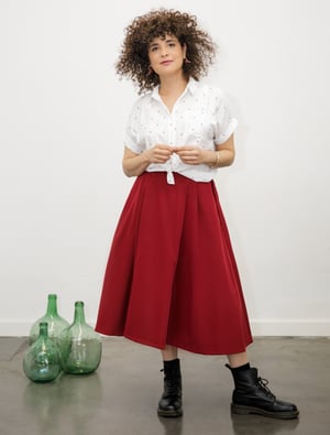 Image of Falda midi algodón color roja by El otro tigre
