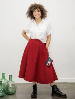 Image of Falda midi algodón color roja by El otro tigre